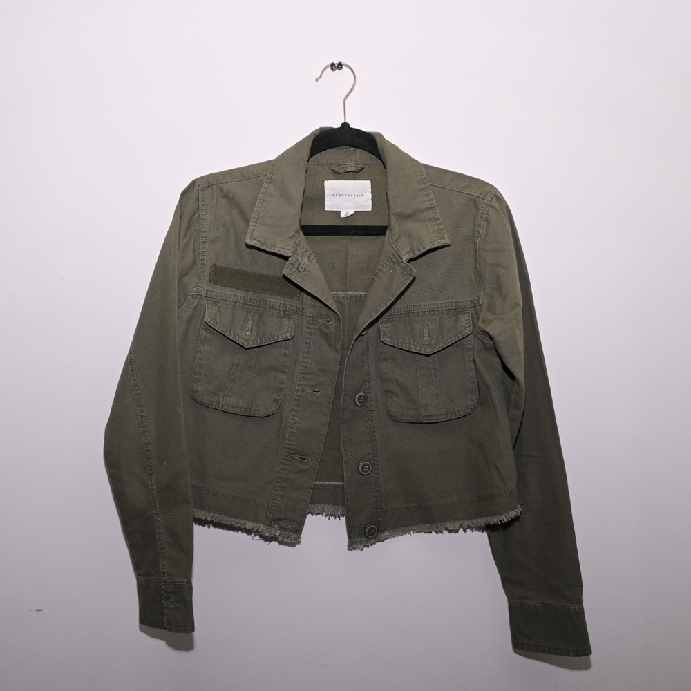 Army green cropped jacket